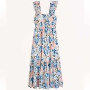 Abercrombie & Fitch Ruffle Strap Textured Maxi Dress Size Small